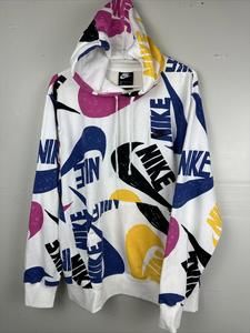 Nike | AOP Swoosh Logo Hoodie Sweatshirt | Mens Large | DD1121-455